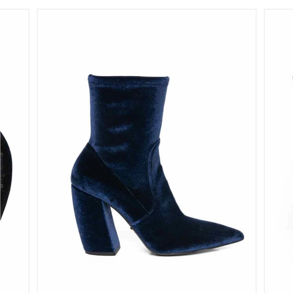 Prada Midnight Blue Velvet Heeled Boots